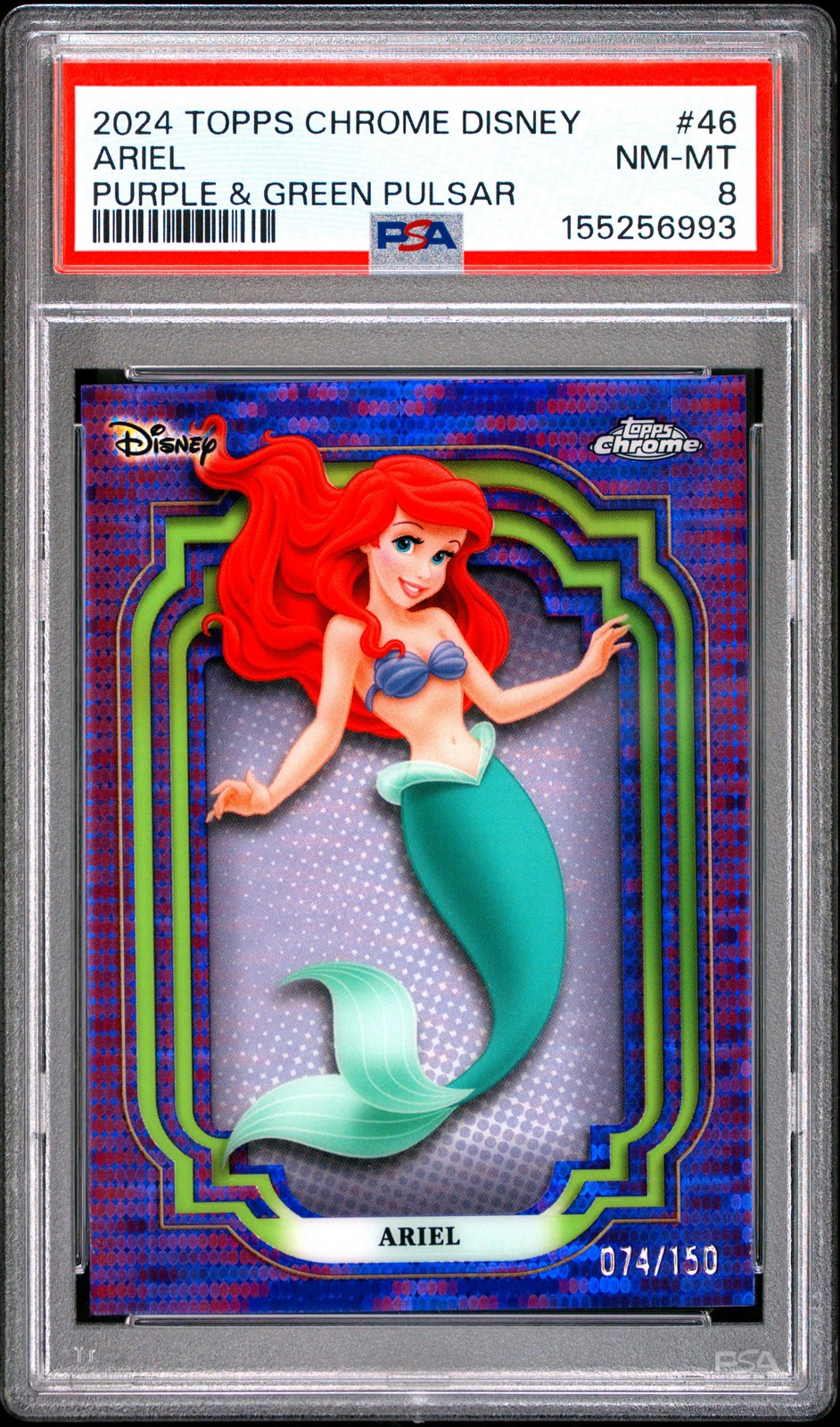 2024 Topps Chrome Disney #46 Ariel Purple & Green Pulsar PSA 8
