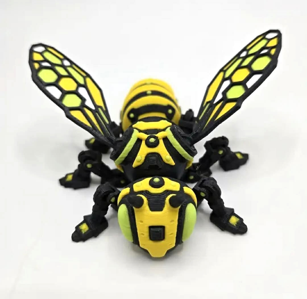 3D Printed Cyber Bee Articulating Poseable Futuristic Desk Decor Figure
