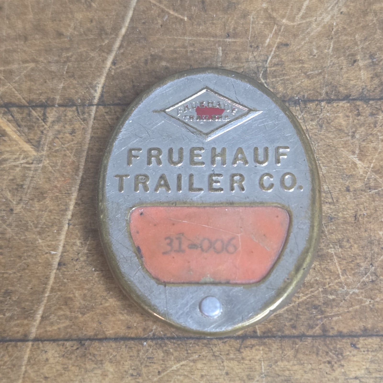  Rare Vintage Antique Fruehauf Trailer Co. Whitehead & Hoag Pin Employee Badge