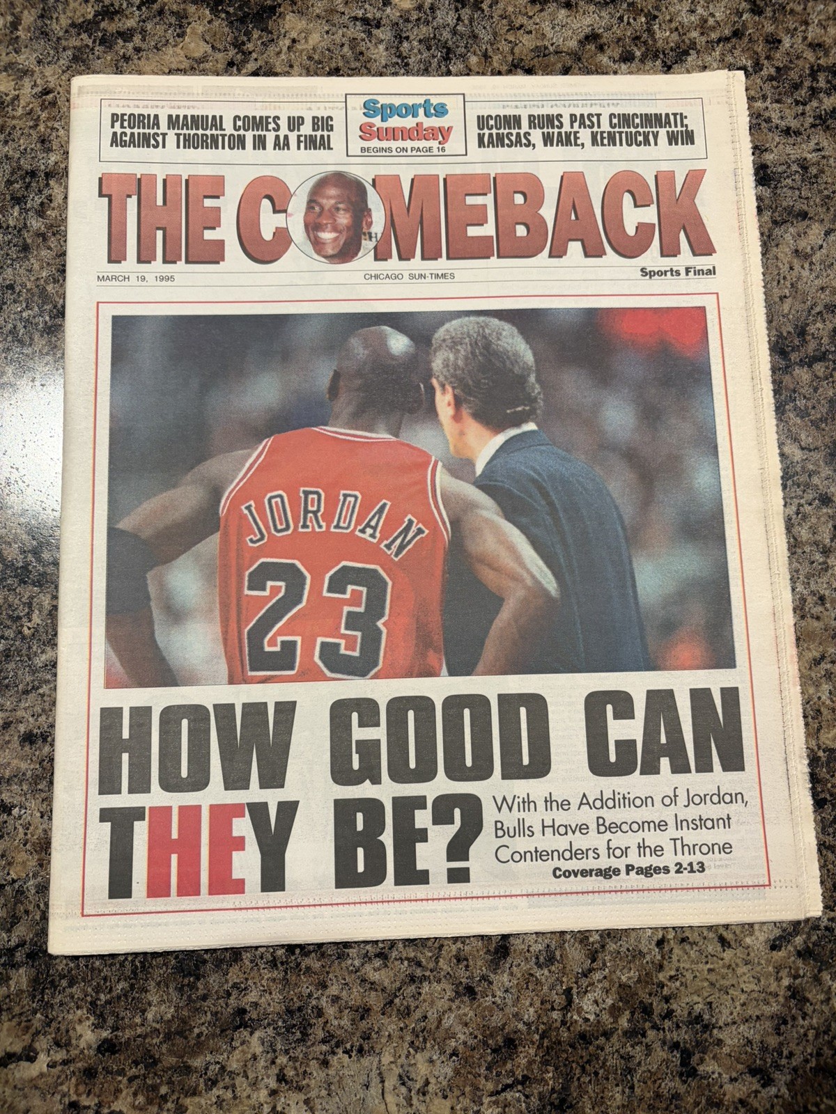 1995 Michael Jordan Returns Newspaper. 1995 Michael Jordan Returns Newspaper.