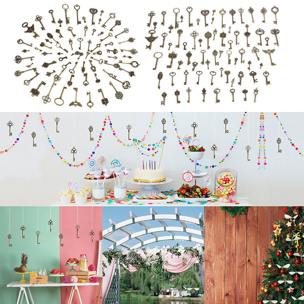 69 Pcs Set Antique Vintage Old Look Ornate Skeleton Keys Fancy Heart Bow Pendant 69 Pcs Set Antique Vintage Old Look Ornate Skeleton Keys Fancy Heart Bow Pendant