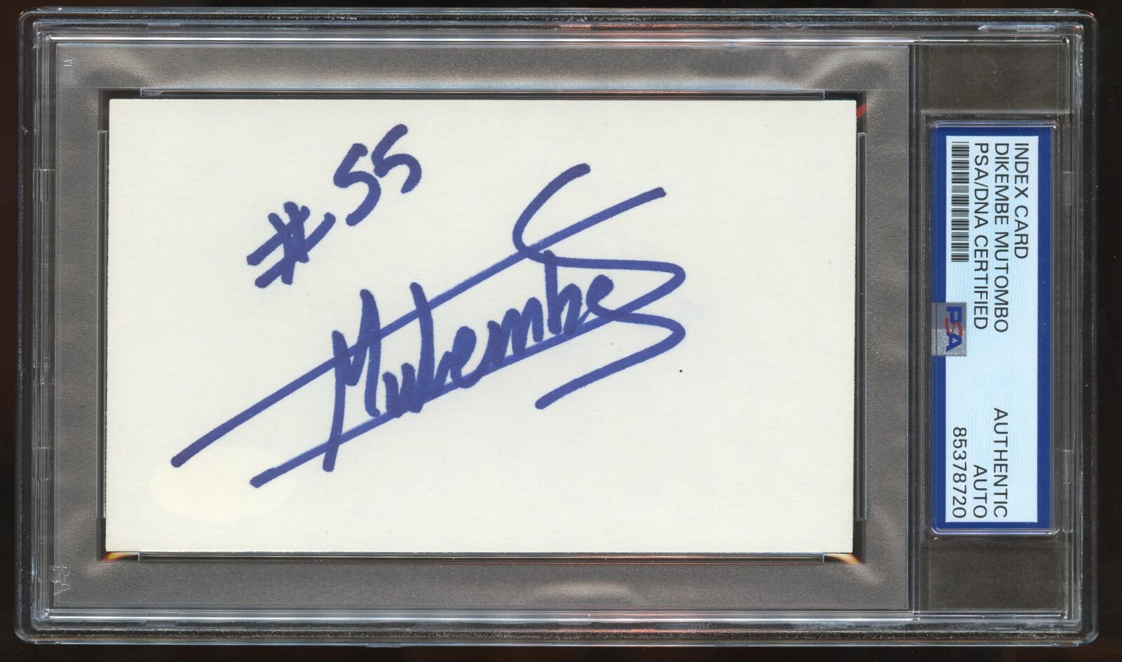 Dikembe Mutombo d2024 signed autograph 3x5 cut Basketball Player PSA Slabbed