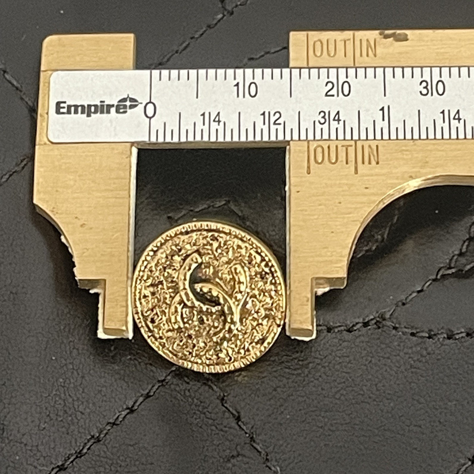 OLD authentic vtg CHANEL 3D gold plated CC logo TEXTURED stamped BUTTON OLD authentic vtg CHANEL 3D gold plated CC logo TEXTURED stamped BUTTON