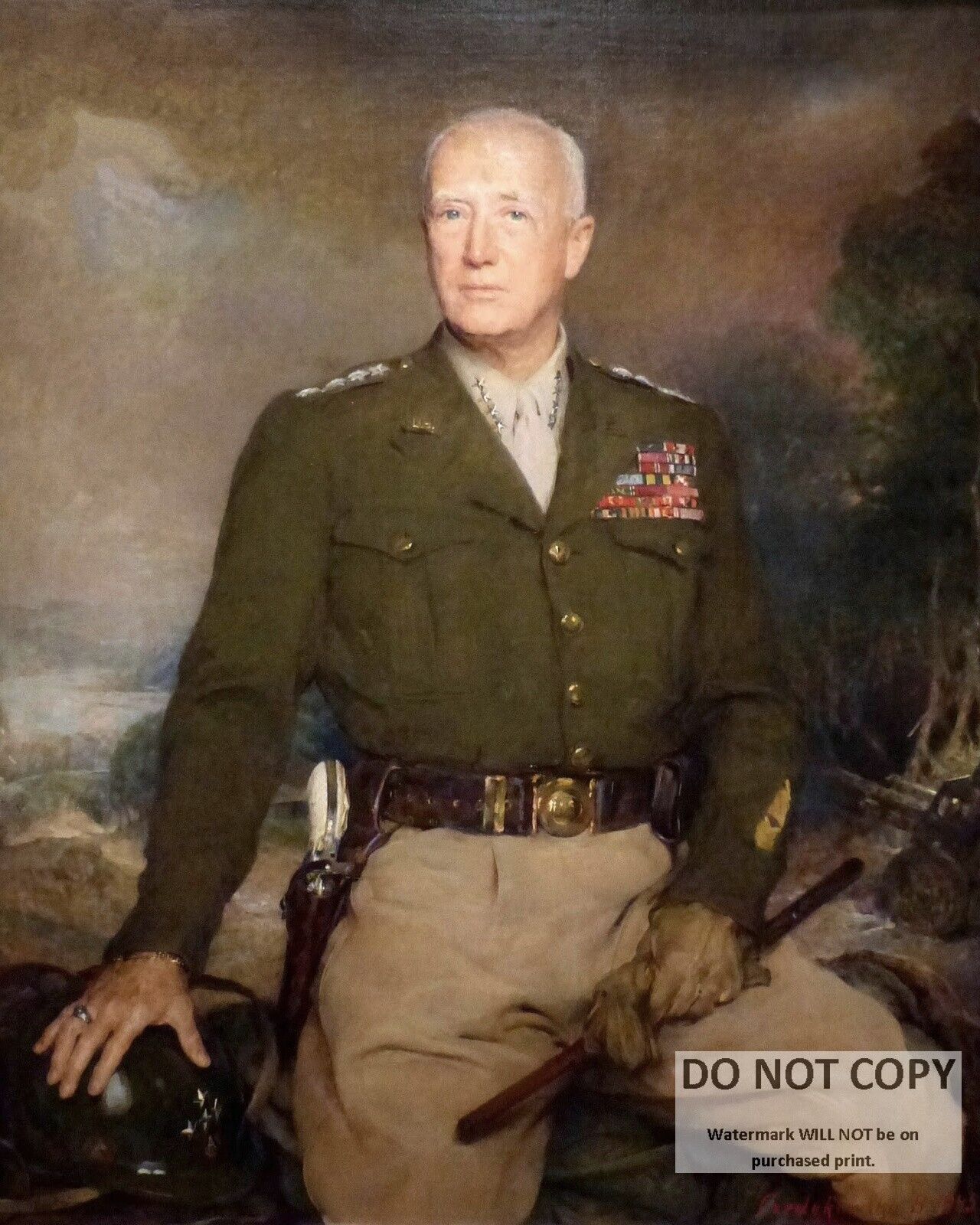 PORTRAIT OF GENERAL GEORGE S. PATTON - 8X10 REPRINT PHOTO (YW009)