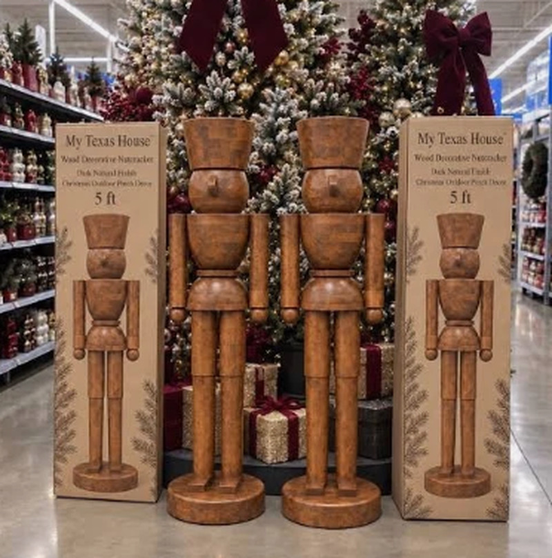 My Texas House 5ft Wood Decorative Nutcracker in Dark Natural Finish , ONLY 1 PC