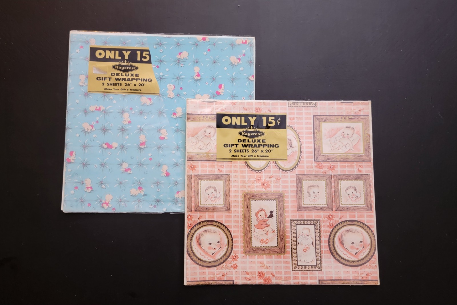 NOS 2pkgs Vtg 1940s BABY Flat Wrapping Paper Kaycrest Great Graphics Adorable NOS 2pkgs Vtg 1940s BABY Flat Wrapping Paper Kaycrest Great Graphics Adorable