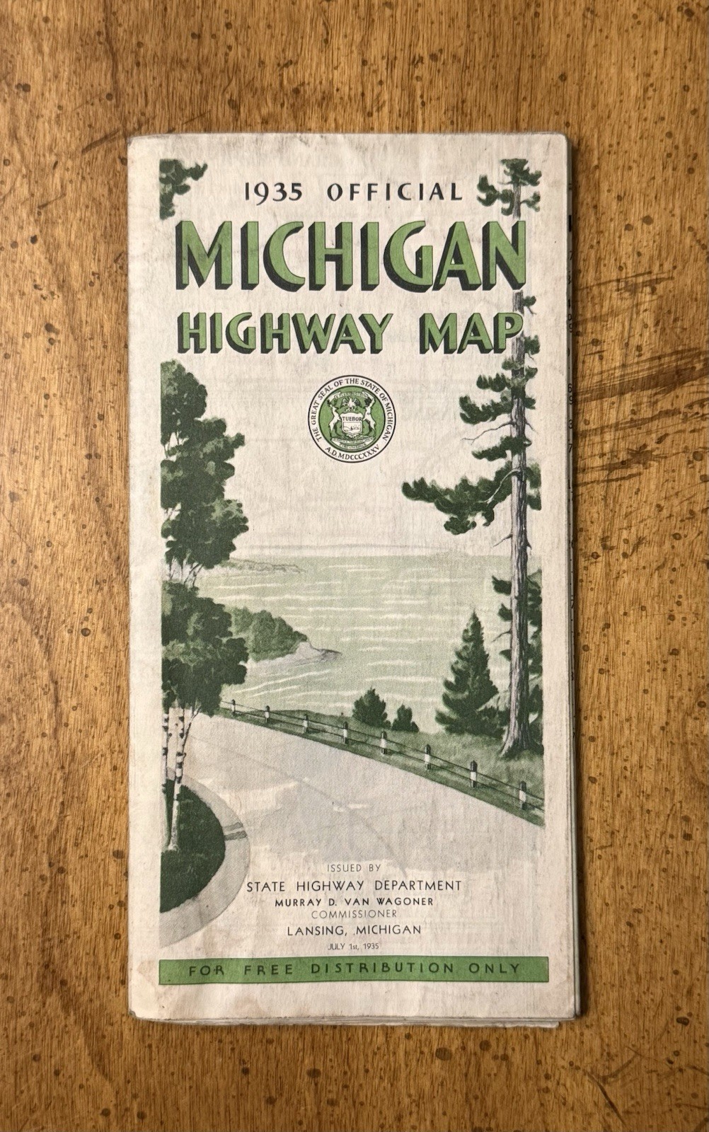 VINTAGE 1935 Official Michigan Highway Map State Highway Department VINTAGE 1935 Official Michigan Highway Map State Highway Department