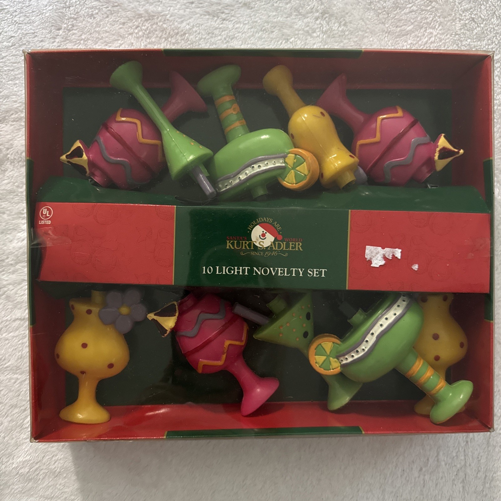 Vntg Kurt Adler Novelty String Light Set  * Summer Cocktail Party Glasses * NOS