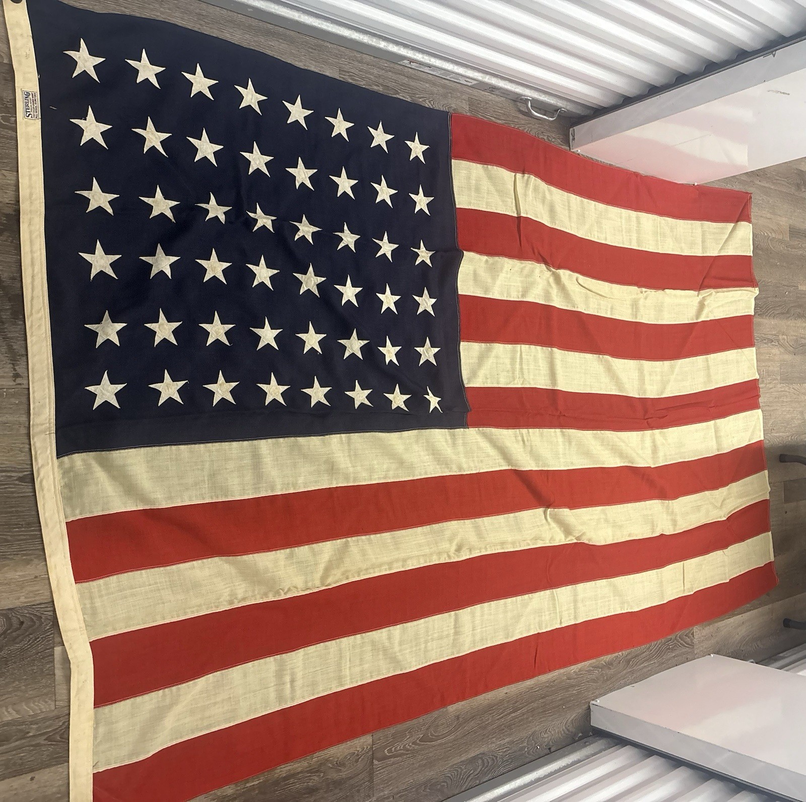 Vintage Sterling 48 Star American Flag All Wool Bunting Sewn Stars 56x92 Vintage Sterling 48 Star American Flag All Wool Bunting Sewn Stars 56x92