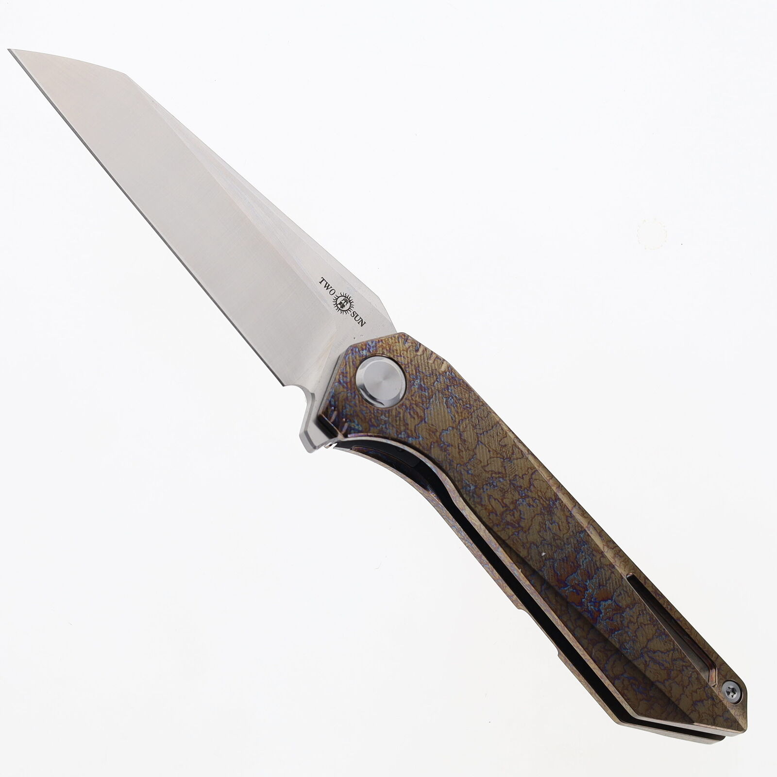 Two Sun Folding Knife Color Titanium Handle M390 Plain Edge TS298-M390-Color