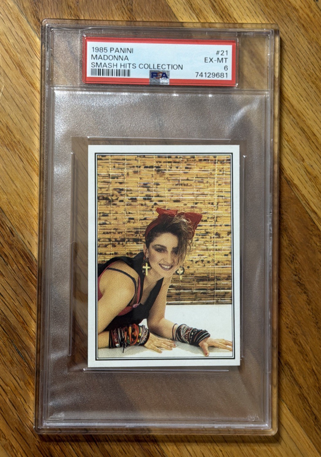 1985 Panini Smash Hits Collection Madonna Rookie Card PSA 6 RC #21 1985 Panini Smash Hits Collection Madonna Rookie Card PSA 6 RC #21