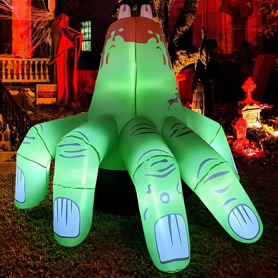 6FT Scary Green Giant Halloween Inflatable with LEDs for Yard & Party Decor 6FT Scary Green Giant Halloween Inflatable with LEDs for Yard & Party Decor