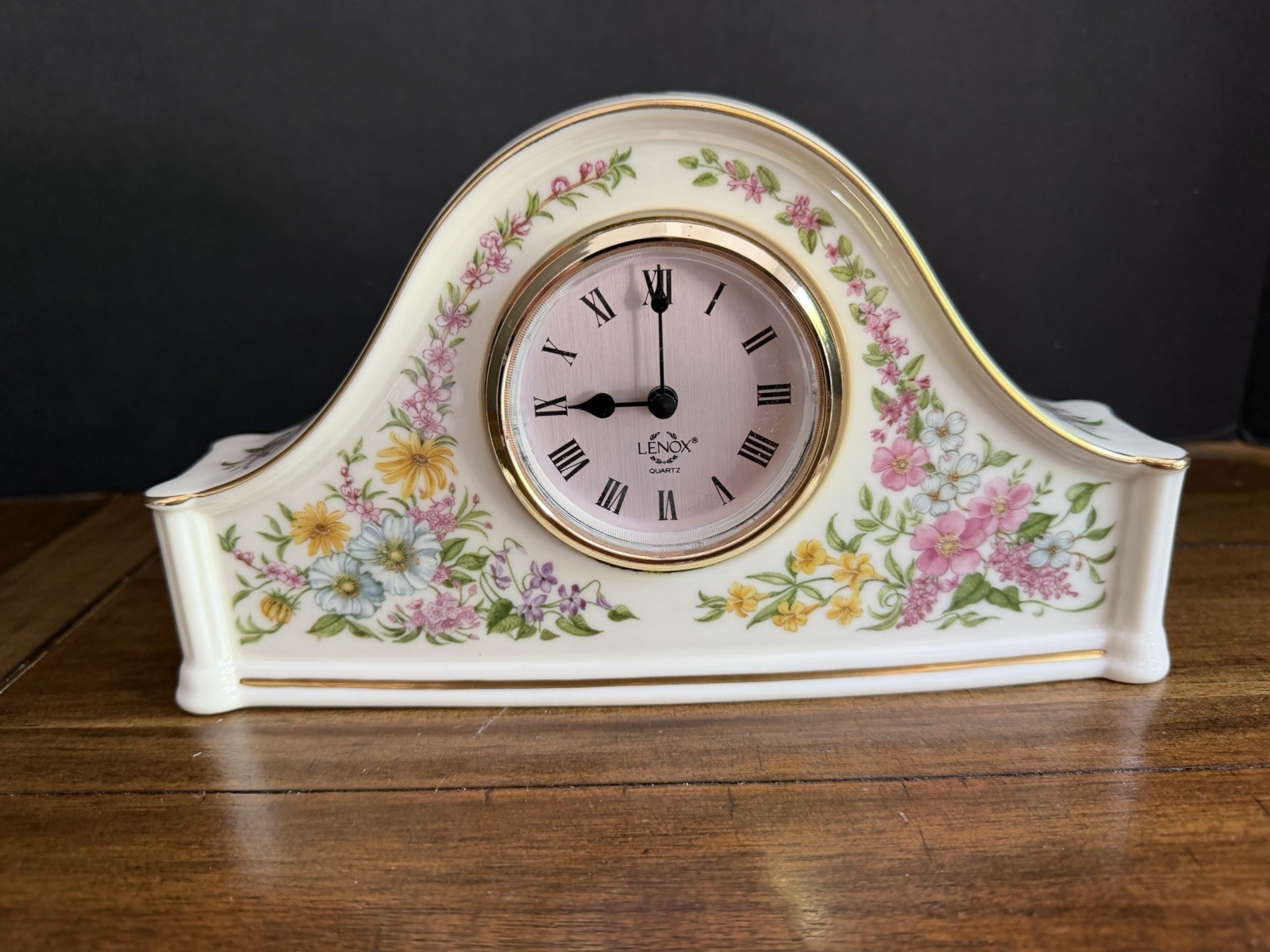 Vintage Lenox The Constitution Mantel Clock Ivory China Floral Gold Trim USA Vintage Lenox The Constitution Mantel Clock Ivory China Floral Gold Trim USA