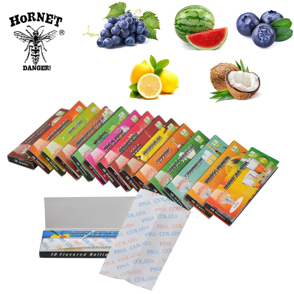 HORNET 11/4 Size 33 Mixed Fruit Flavor Cigarette Rolling Papers 15Pack