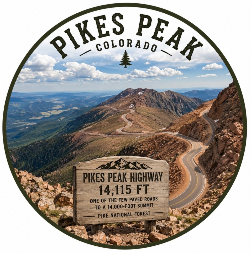 Pikes Peak Metal Sign Ocean To Ocean Highway Sign Road Cross Country Travel USA Pikes Peak Metal Sign Ocean To Ocean Highway Sign Road Cross Country Travel USA