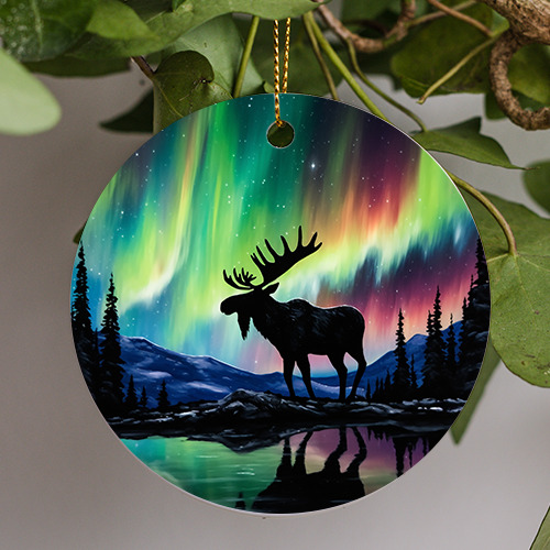 Northern Lights Animals, Moose, Holiday Christmas Gift, Christmas Ornament