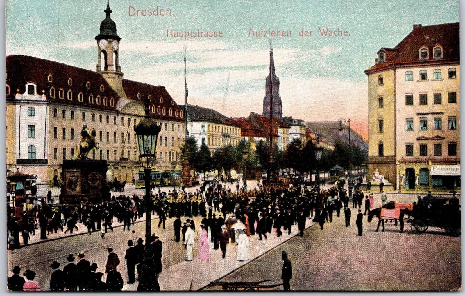 Hauptstrasse Aufziehen Der Wache Dresden Germany Crown on Street Postcard Hauptstrasse Aufziehen Der Wache Dresden Germany Crown on Street Postcard