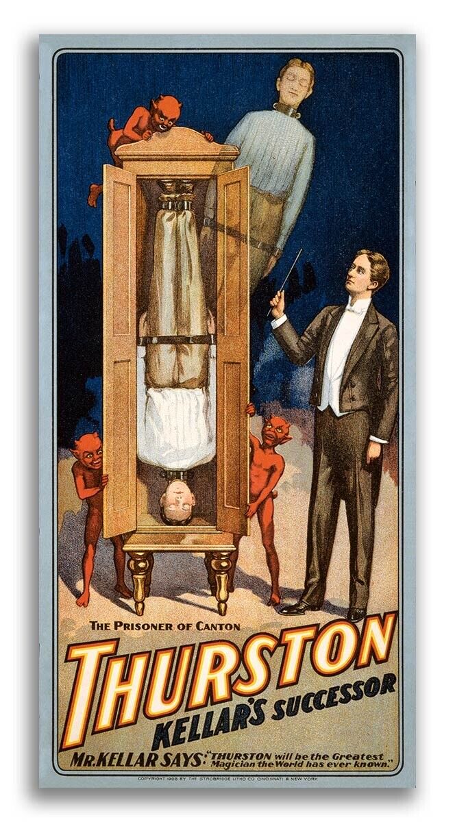 Thurston the Great - Prisoner of Canton 1908 Vintage Style Magician Poster 12x24