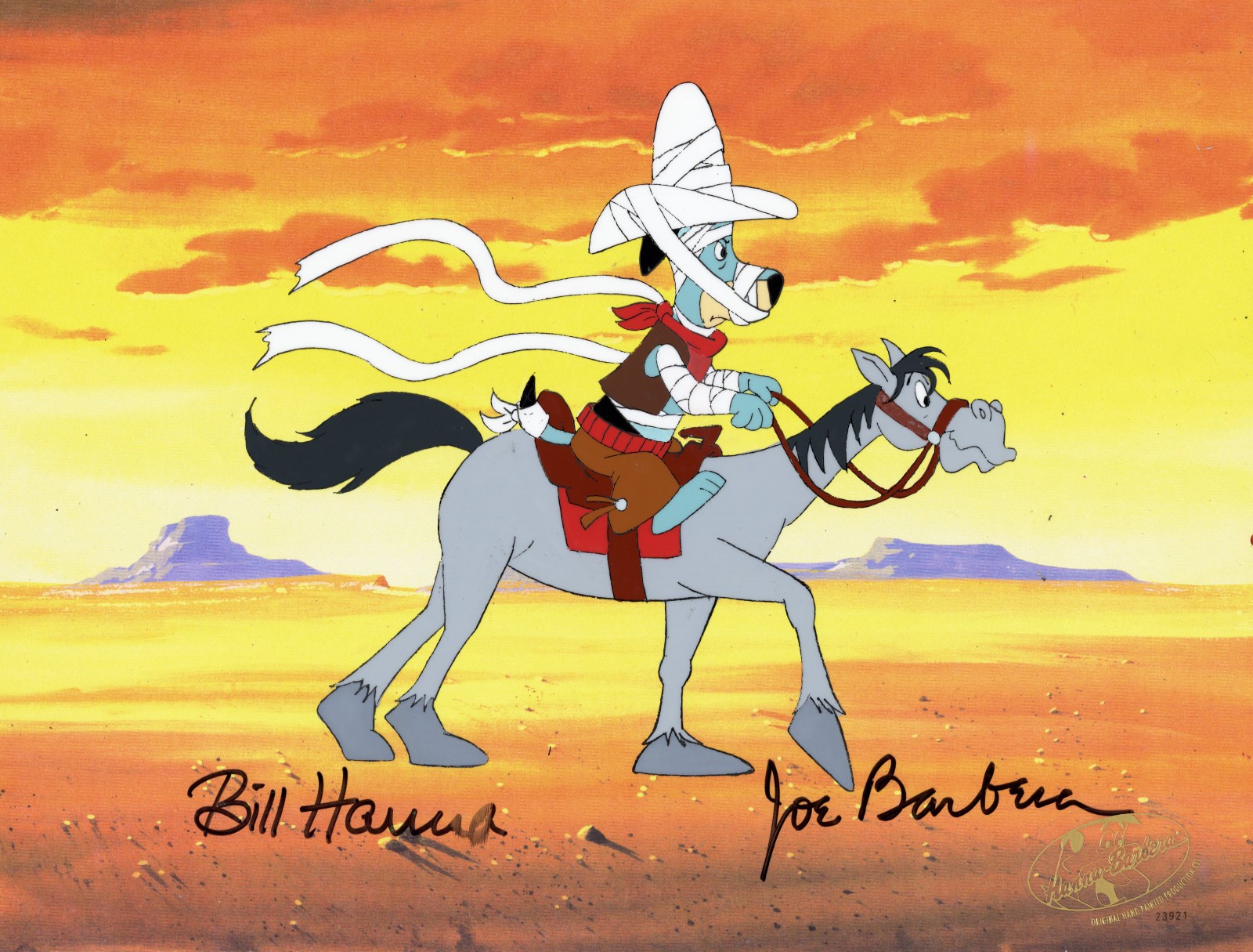 Hanna-Barbera-Huckleberry Hound Original Cel-Signed Hanna and Barbera-1988 Hanna-Barbera-Huckleberry Hound Original Cel-Signed Hanna and Barbera-1988