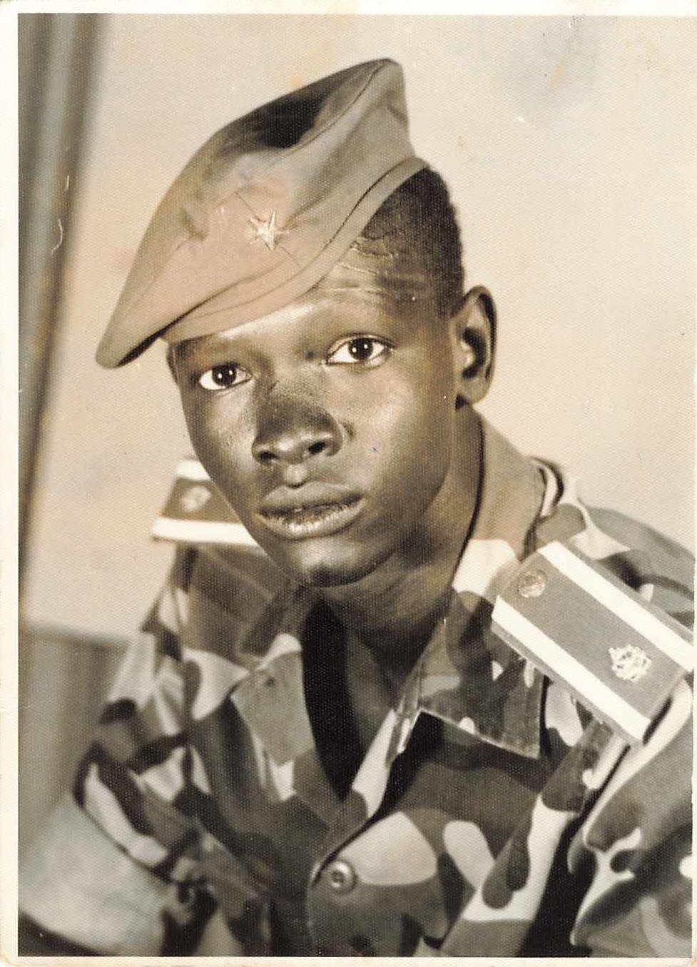 Handsome proud African Soldier Teenager 1980s Africa Army Sudan? Snapshot Photo