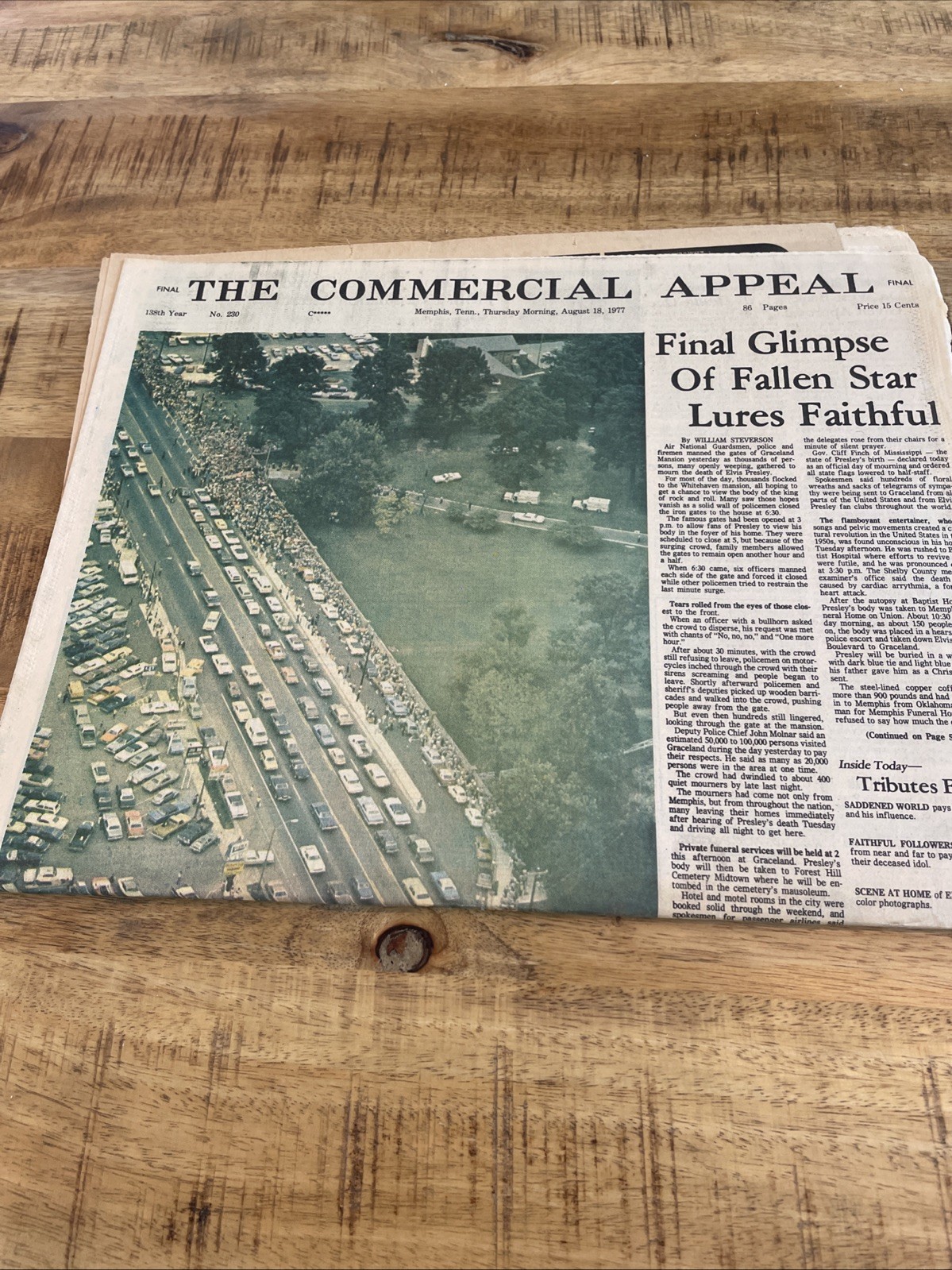 Elvis Presley Death Newspaper August 18, 1977 The Commercial Appeal No. 230 Elvis Presley Death Newspaper August 18, 1977 The Commercial Appeal No. 230