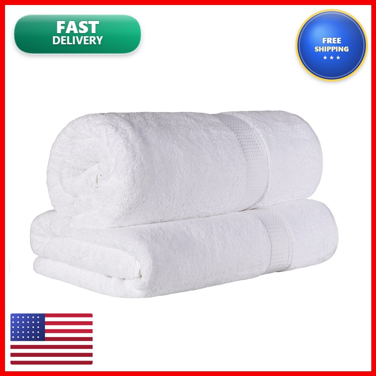 SUPERIOR Egyptian Cotton Pile Heavyweight Bath Sheet, 2 Piece Set, White 900 SUPERIOR Egyptian Cotton Pile Heavyweight Bath Sheet, 2 Piece Set, White 900
