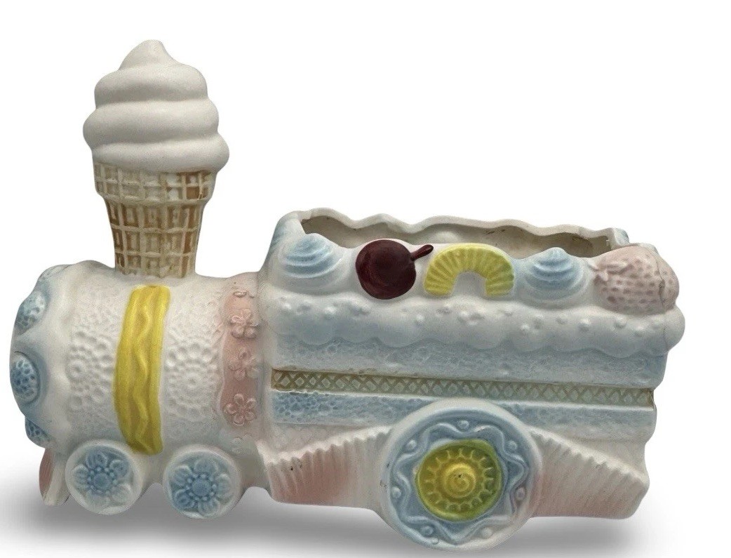 Vintage Napco Train Planter Ice Cream Cone Figurine Mid Century Maximalist Vintage Napco Train Planter Ice Cream Cone Figurine Mid Century Maximalist