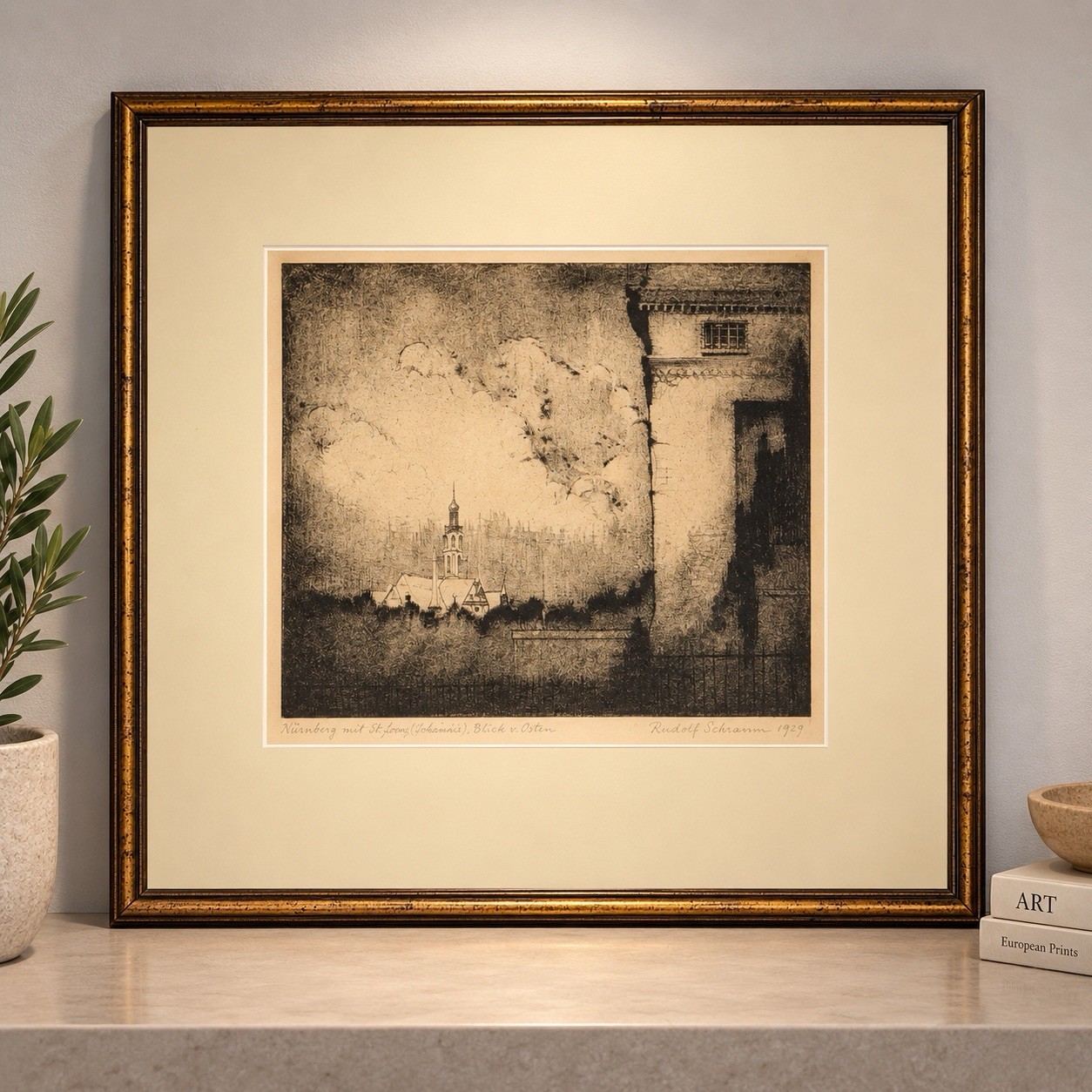 Vintage James Blanding Sloan Signed Etching 1893 Chicago World Fair German Bldg