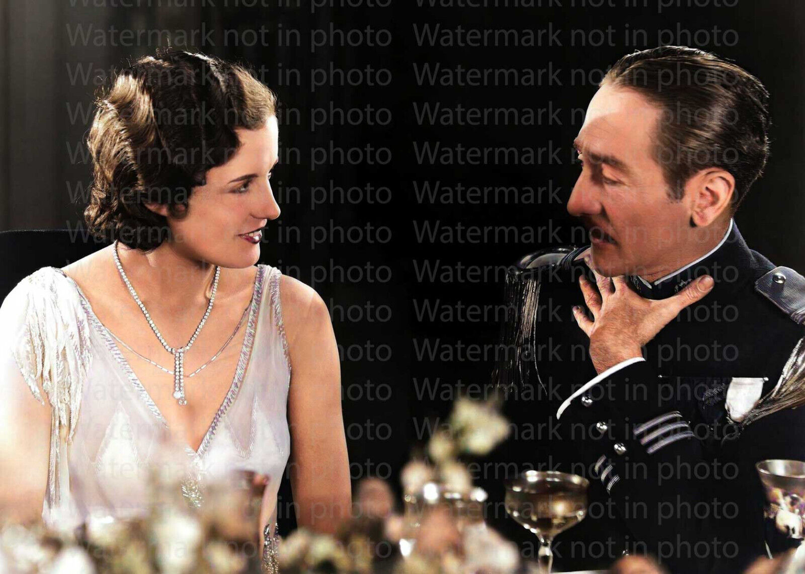 Evelyn Brent & Adolphe Menjou in A Night of Mystery RARE COLOR Photo 604