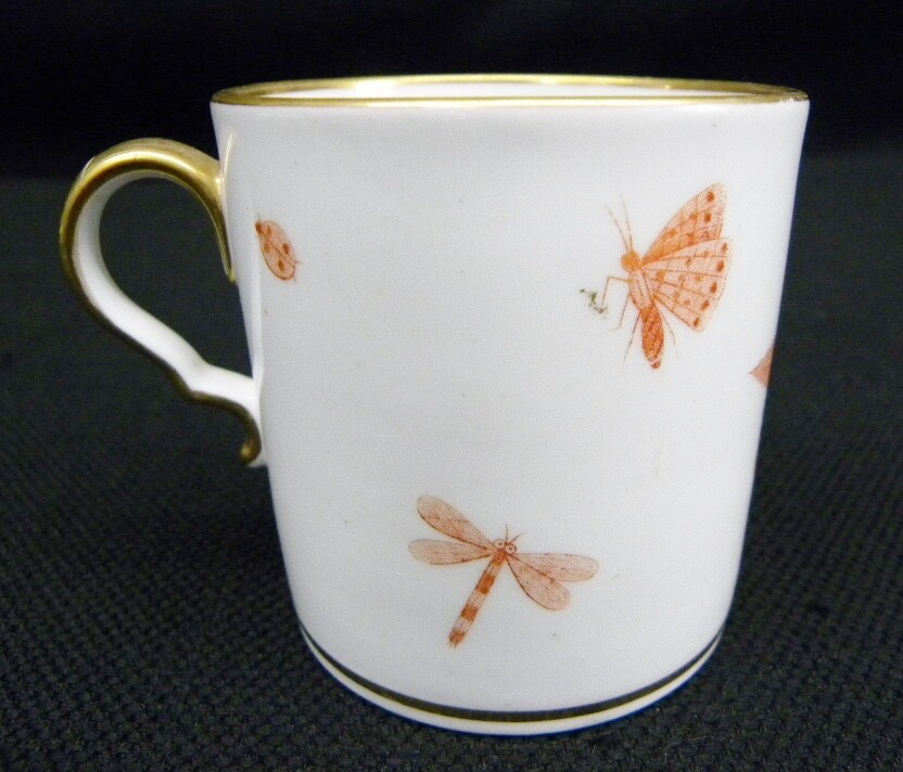 Circa 1810 Spode "Pluck & Dust" Coffee Can With Flowers & Insects Circa 1810 Spode "Pluck & Dust" Coffee Can With Flowers & Insects