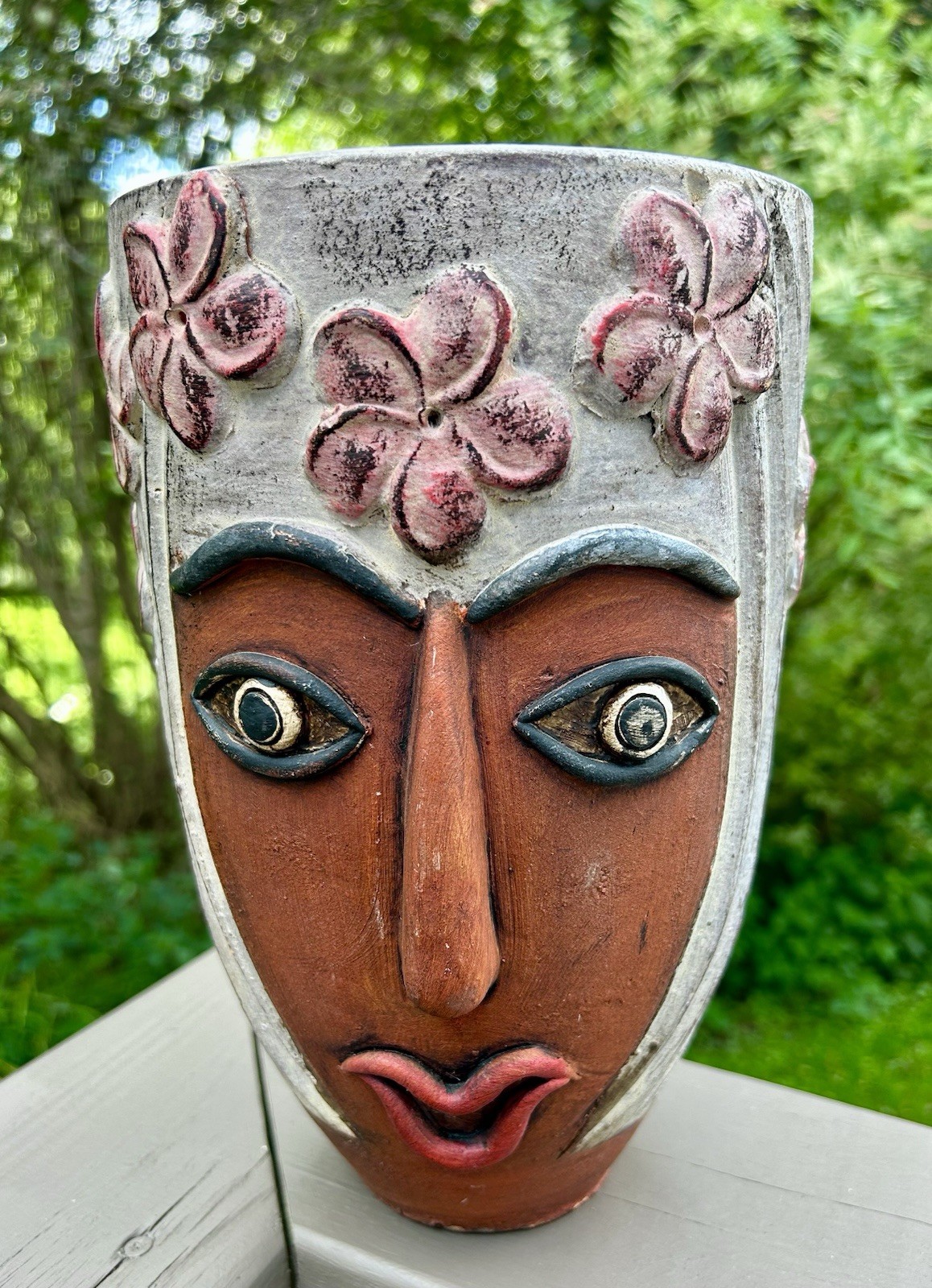 1960s Mexican Terracotta Face Planter Vintage Mid-Century Figural Pottery 1960s Mexican Terracotta Face Planter Vintage Mid-Century Figural Pottery