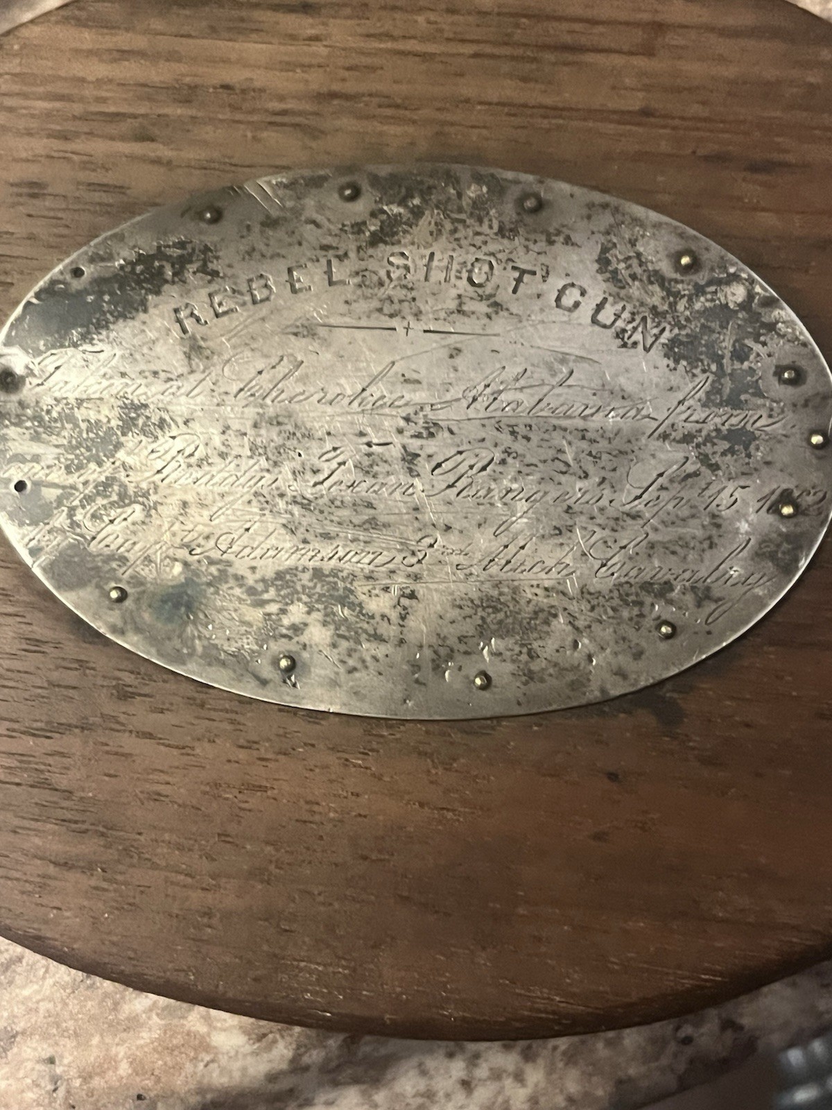  1862 Silver Civil War Rebel Shot Gun Plague..Dated 1862