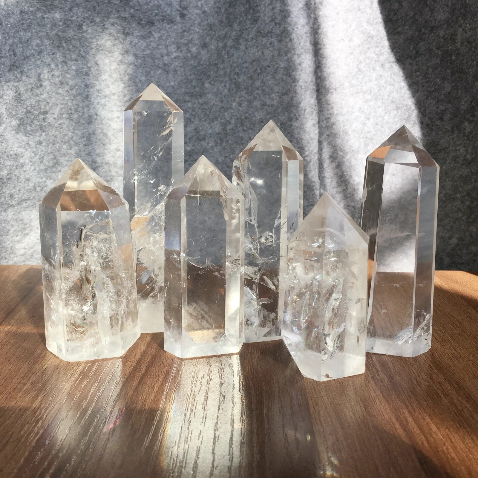 6PCS Natural clear quartz obelisk crystal WAND point healing random 6PCS Natural clear quartz obelisk crystal WAND point healing random