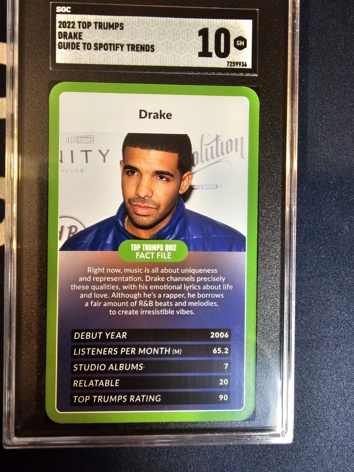 2022 Top Trumps Guide Drake TO Spotify Trends SGC 10 GEM MINT (05)