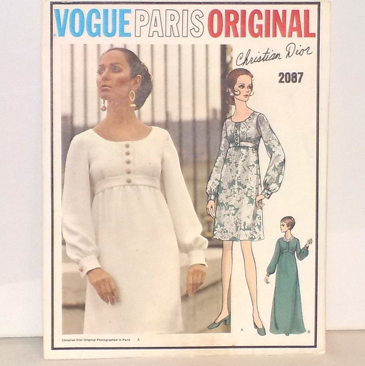 Vtg 1969 Vogue Paris Original 2087 Christian Dior Dress or Gown sz 16 with LABEL Vtg 1969 Vogue Paris Original 2087 Christian Dior Dress or Gown sz 16 with LABEL
