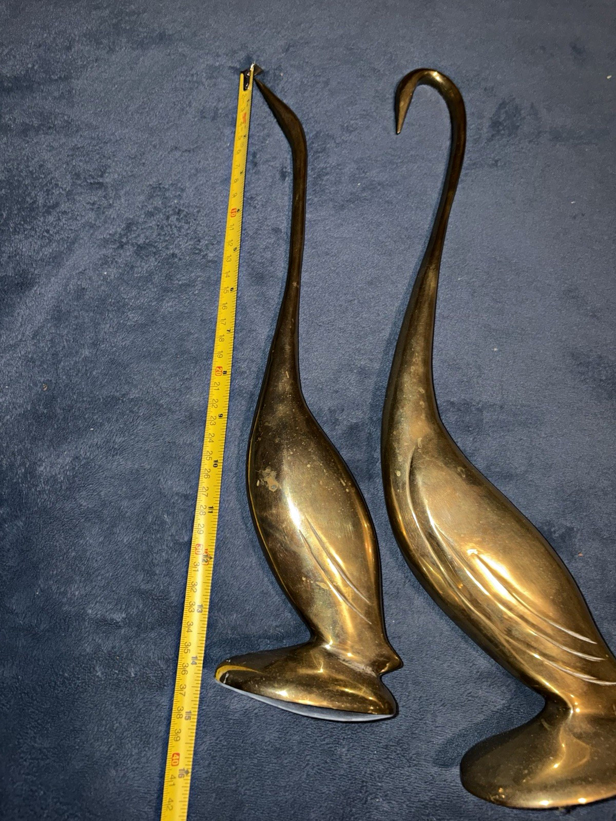 vintage mid-century modern brass heron or crane bird statues vintage mid-century modern brass heron or crane bird statues