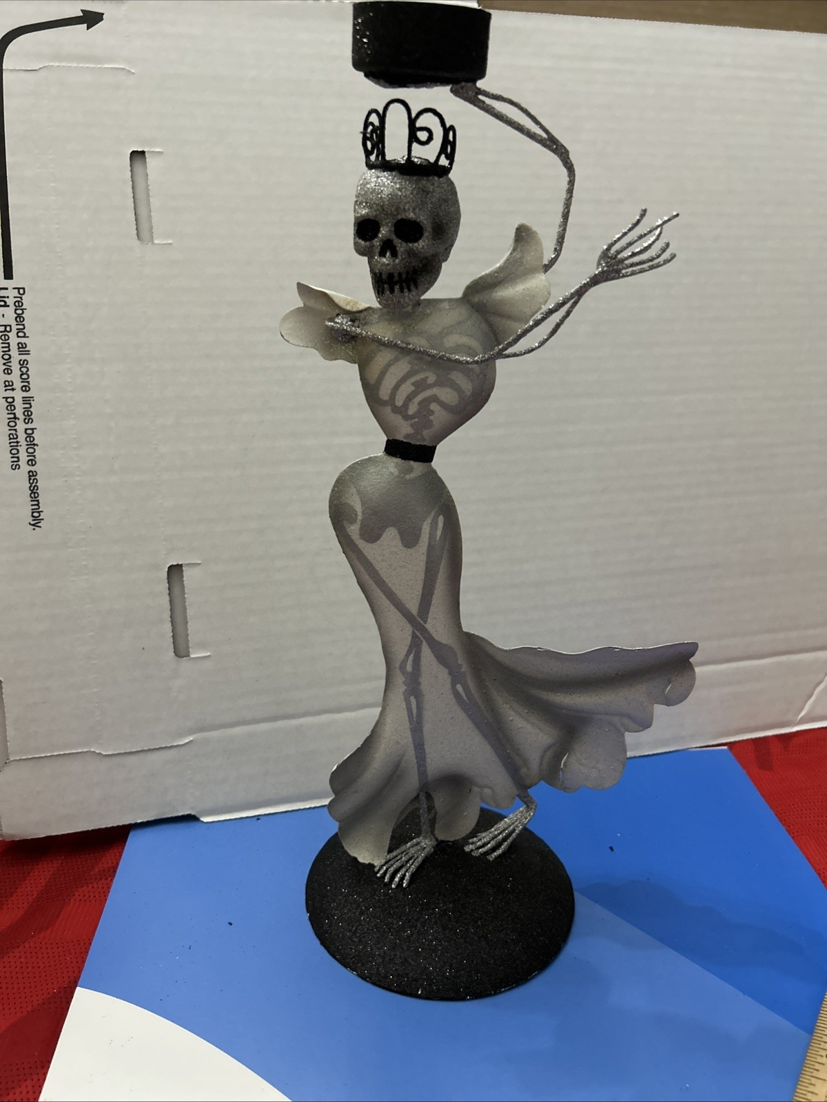 Pier 1 One VTG Skeleton Princess Bride HALLOWEEN Glitter Figurine RARE 13” 