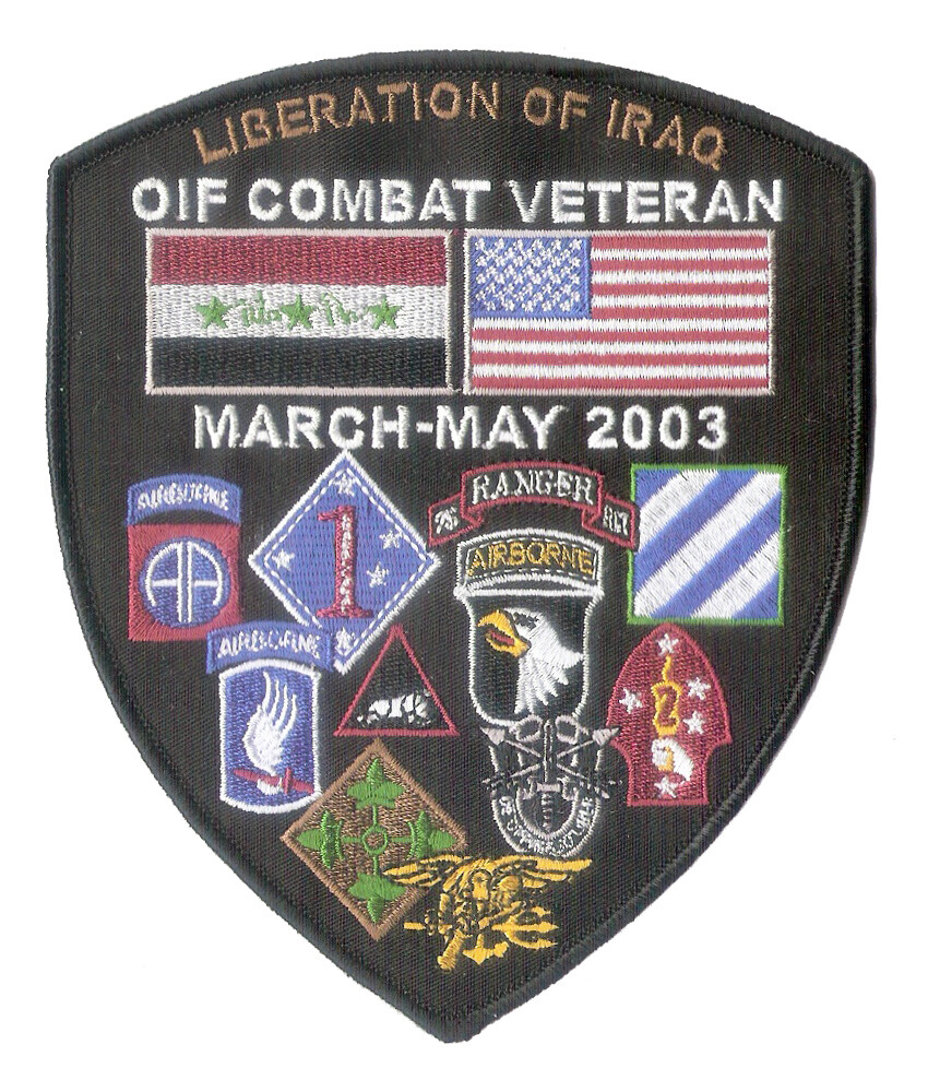 Liberation of Iraq Veteran Large Patch 6" X 5" with Wax Backing - US Army - USMC Liberation of Iraq Veteran Large Patch 6" X 5" with Wax Backing - US Army - USMC
