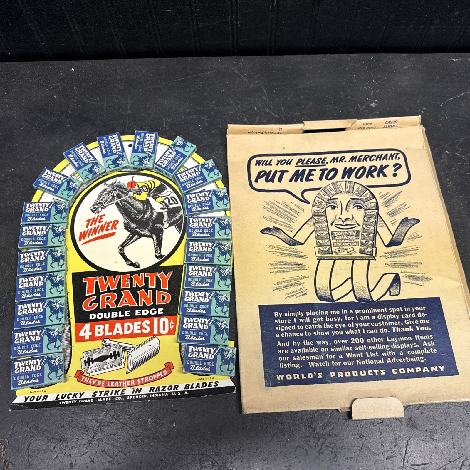 Vtg Twenty Grand Double Edge Razor Blade Counter Display w/ Box Kentucky Derby Vtg Twenty Grand Double Edge Razor Blade Counter Display w/ Box Kentucky Derby
