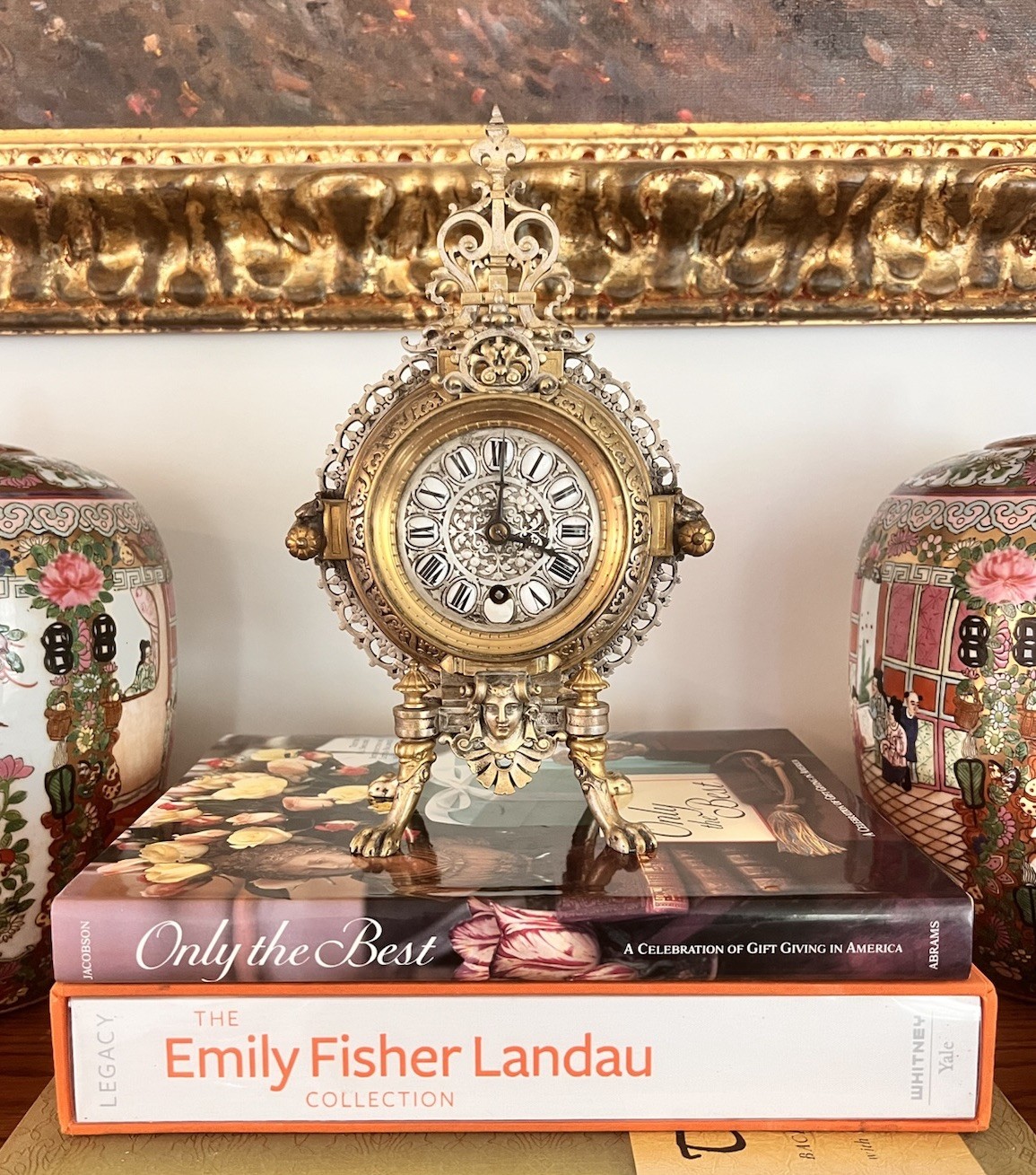Antique French Victorian Renaissance Revival Figural Mantel Clock Gilt Bronze