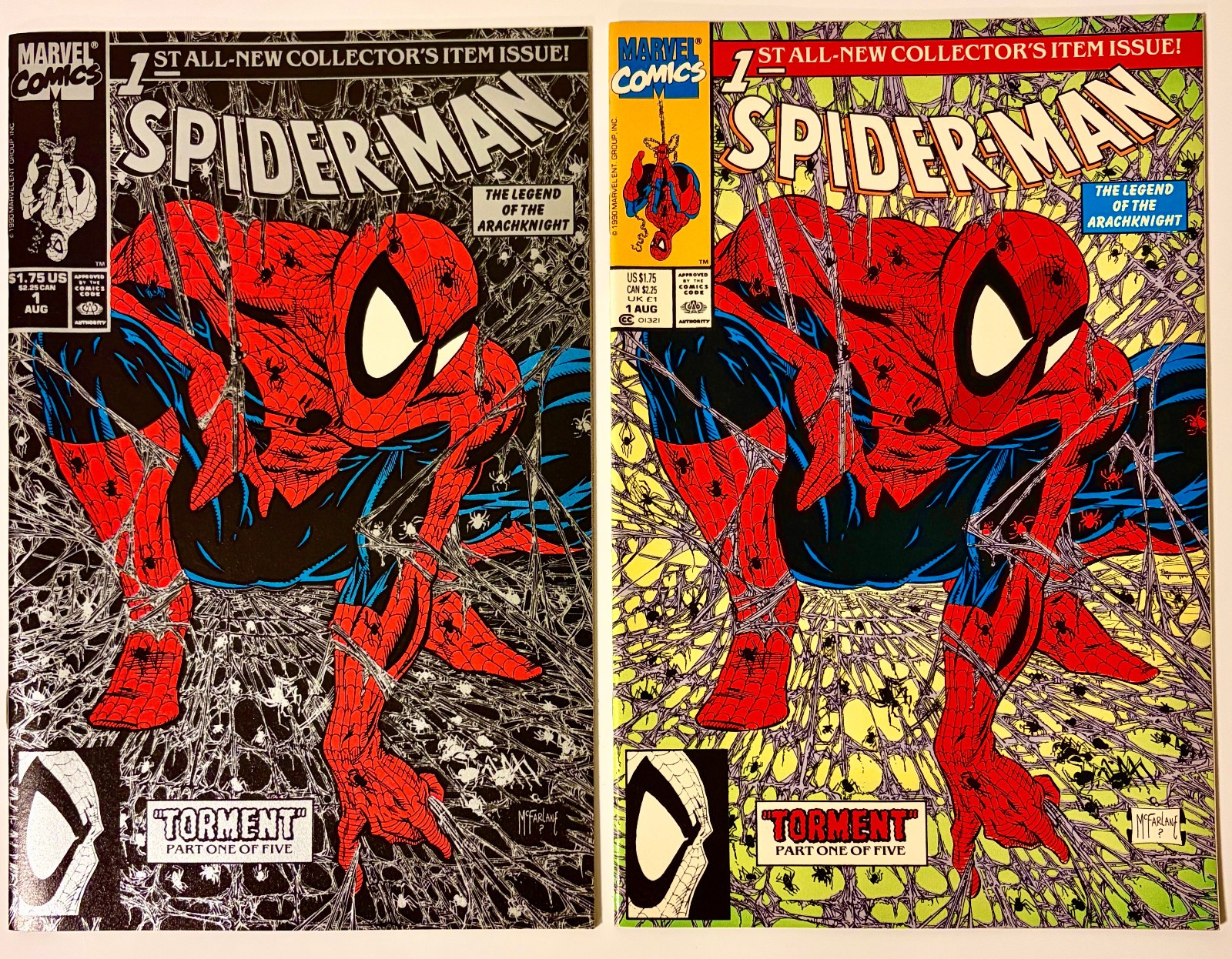 2 Marvel Spider-Man #1 - 1990 - Todd McFarlane - Green & Silver Variants 9.2 2 Marvel Spider-Man #1 - 1990 - Todd McFarlane - Green & Silver Variants 9.2