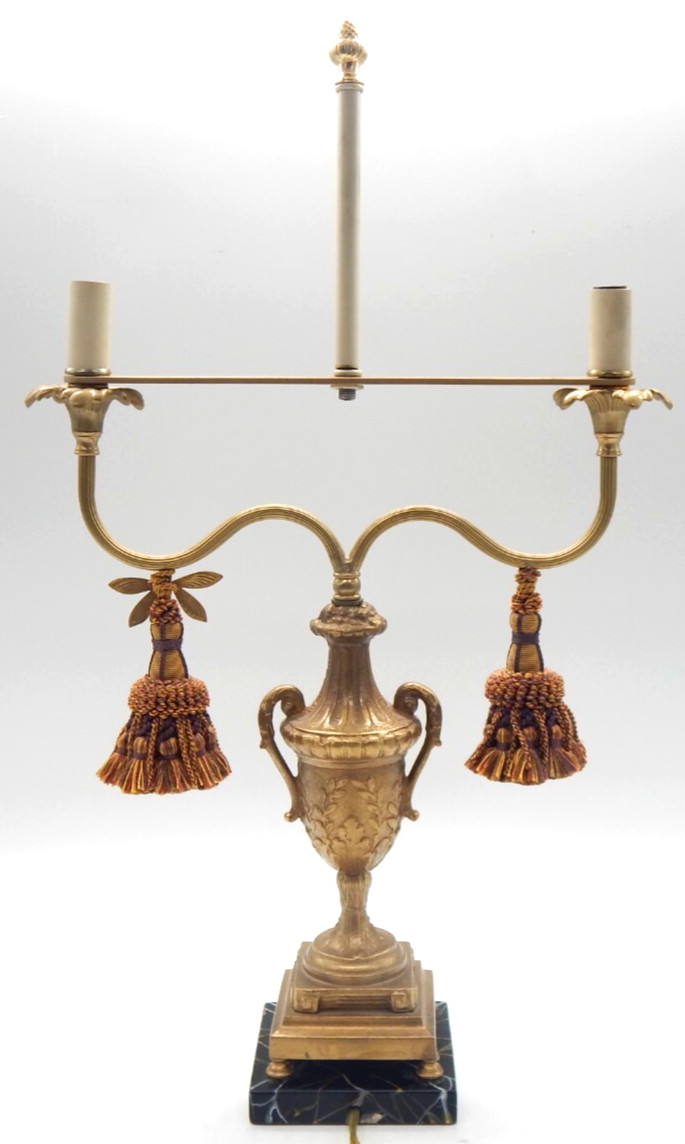 Vintage Frederick Cooper Brass Gilded Dragonfly Urn 2 Light 29" Lamp W/Tassels Vintage Frederick Cooper Brass Gilded Dragonfly Urn 2 Light 29" Lamp W/Tassels