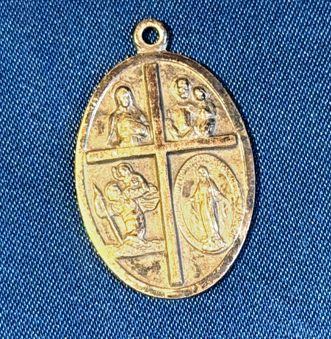 French 4-Way Cross Medal Je Suis Catholique En Cas d'Accident Demandez Un Pretre French 4-Way Cross Medal Je Suis Catholique En Cas d'Accident Demandez Un Pretre
