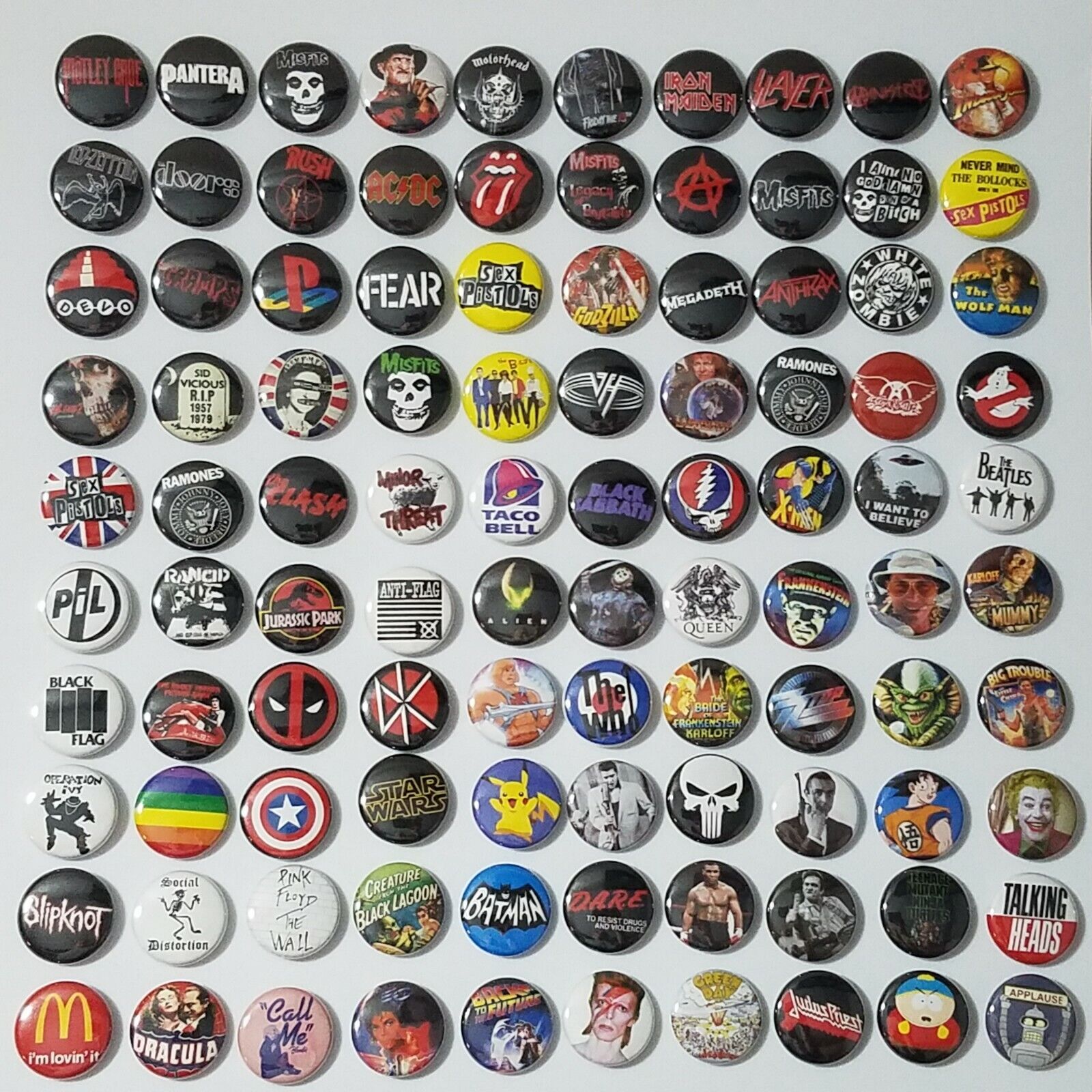 Punk Pop Rock Horror Metal Buttons Pins 90s 1