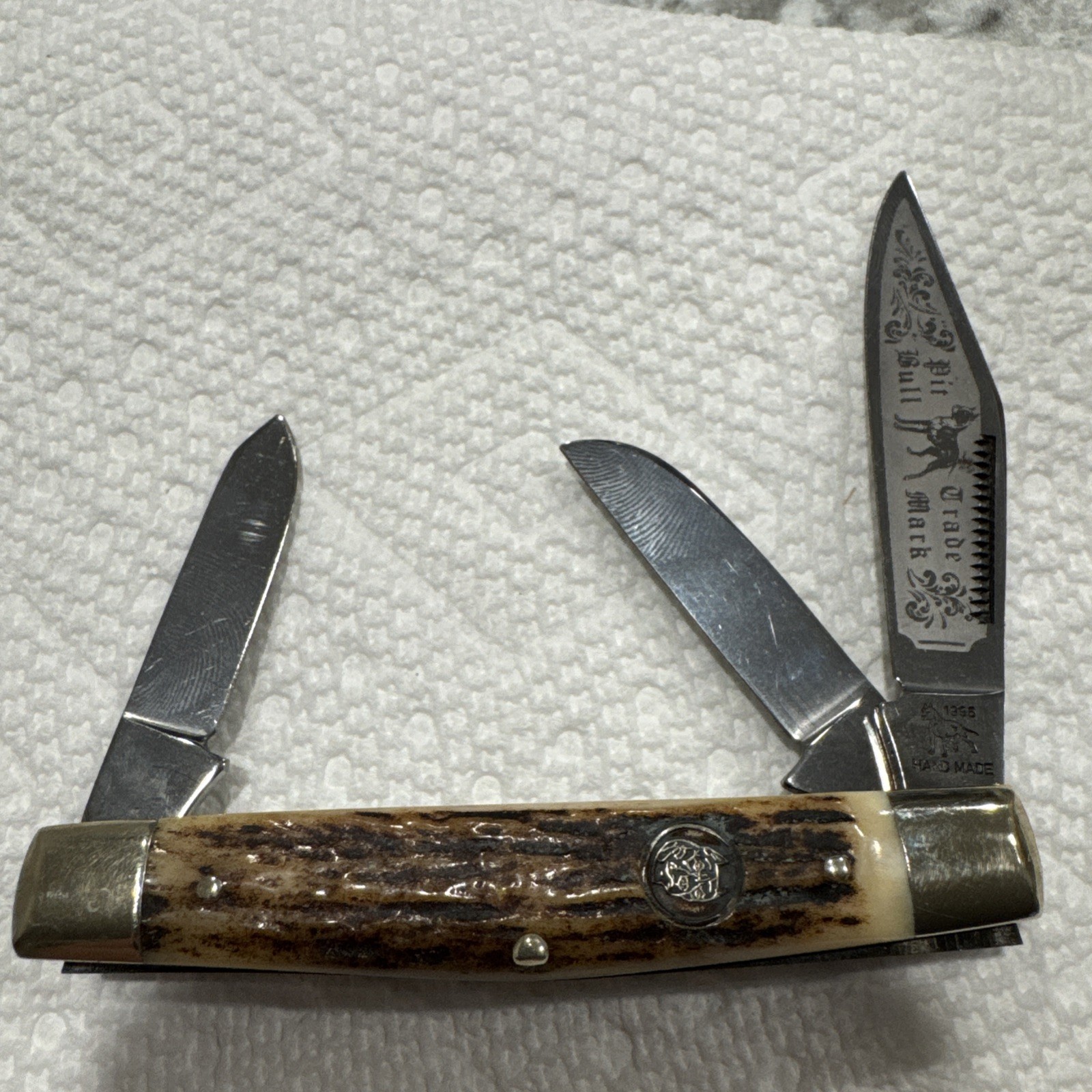 1996 BULLDOG BRAND 3 Blade STAG STOCKMAN KNIFE "GERMANY" NO BOX. Excellent 1996 BULLDOG BRAND 3 Blade STAG STOCKMAN KNIFE "GERMANY" NO BOX. Excellent