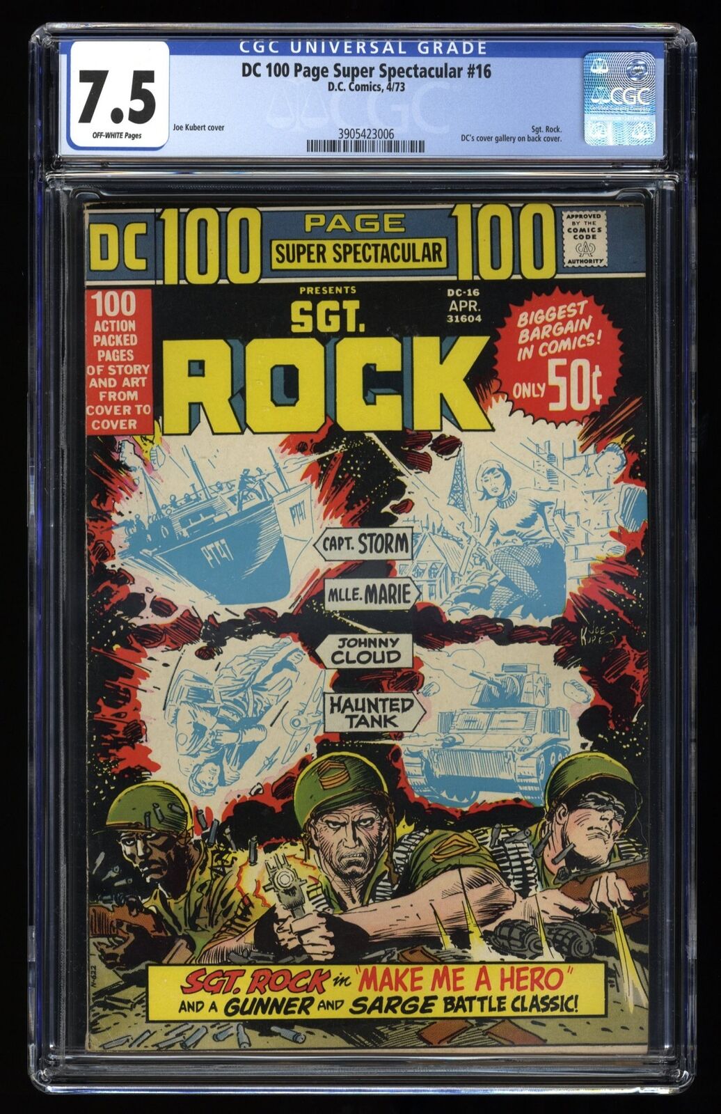 DC 100-Page Super Spectacular #16 CGC VF- 7.5 Off White Sgt. Rock Joe Kubert