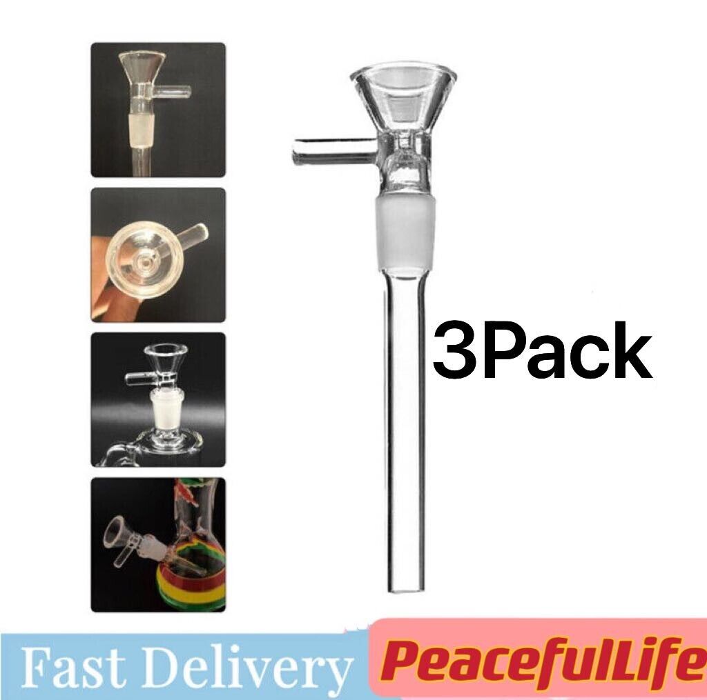3PCS 4.7inch 14mm Male Pipes Glass Downstem with Bowl Adapter Water Filter Parts