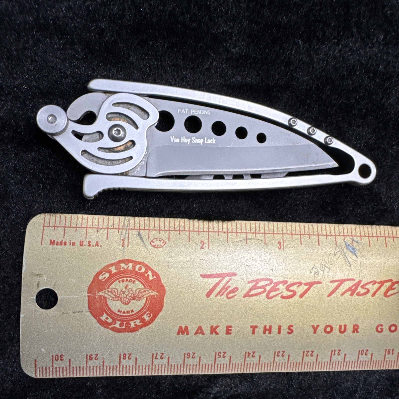CRKT Van Hoy Snap Lock Folding Pocket Knife Stainless Steel Pat Pending Vintage CRKT Van Hoy Snap Lock Folding Pocket Knife Stainless Steel Pat Pending Vintage
