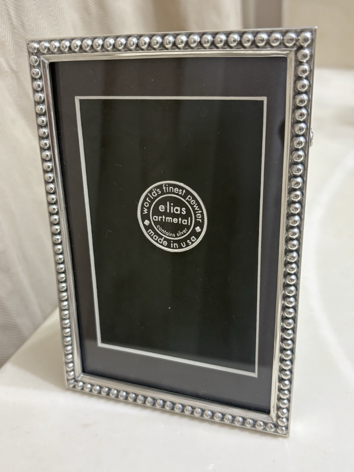 Elias 4x6 Extra Fine Pewter Picture Frame with Beaded Trim Exterior 6.5X4.5 Elias 4x6 Extra Fine Pewter Picture Frame with Beaded Trim Exterior 6.5X4.5