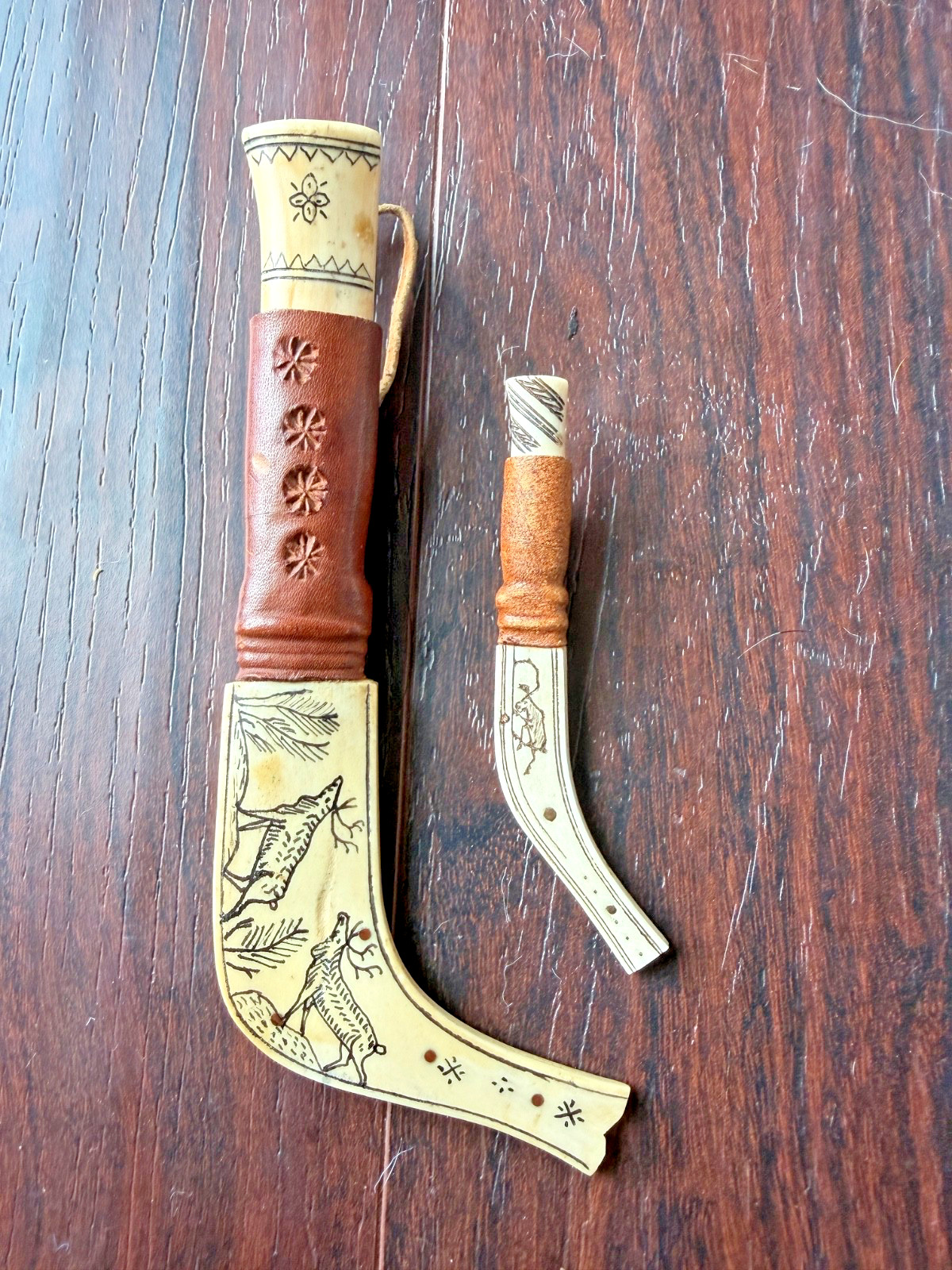 Wonderful Pair of Vintage Scandinavian/Sami -Style Puukko Knives Wonderful Pair of Vintage Scandinavian/Sami -Style Puukko Knives